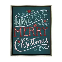 Stupell Industries Have Yourself Merry Christmas Phrase Framed Floater Canvas Wall Art Gray