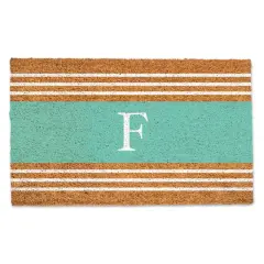 Teal Monogram Stripe Doormat F