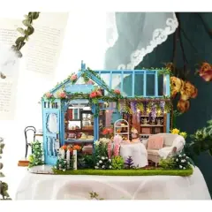 Wizardi Miniature Roombox: Rose Garden Tea House Dollhouse Kit