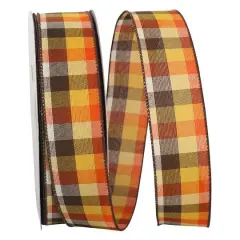 The Ribbon Roll 1.5" x 50yd. Wired Country Field Tonal Plaid Ribbon
