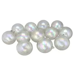 12ct. 4" Clear Iridescent Shatterproof Shiny Christmas Ball Ornaments