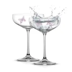 JoyJolt&reg; 14oz. Meadow Butterfly Crystal Martini Glass Set, 2ct.