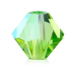 John Bead PRECIOSA 6mm Czech Crystal Bicone Beads, 36ct. Peridot AB