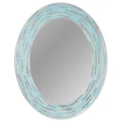 Head West Sea Glass Tile Framed Oval Wall Vanity Mirror - 23" x 29"