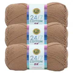 3 Pack Lion Brand&reg; 24/7 Cotton&reg; DK Yarn Cacao