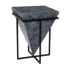 22" Gray Teak Wood Contemporary Accent Table