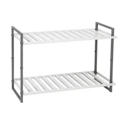 Honey Can Do Gray 2-Tier Tubular Shoe Rack