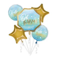 Blue Baby Boy 5-Piece Foil Balloon Bouquet