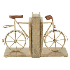9" Contemporary Bicycle Iron Bookend Set Gold