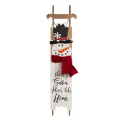 Glitzhome&reg; 3.5ft. Wooden Christmas Snowman Porch Sign