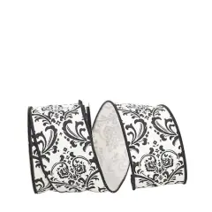 JAM Paper 2.5" x 10yd. Black & White Madison Wired Ribbon