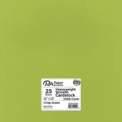 PA Paper&trade; Accents Smooth 12"x 12" Heavyweight Cardstock, 25 Sheets Crisp Green