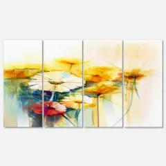 Designart - Bunch of White Yellow Flowers - Large Floral Canvas Art Print