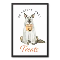 No Tricks Only Treats Black Framed Canvas Wall Art