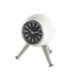 8.5" Silver OrbMetal Clock with Black Clockface & Silver Tripod Legs
