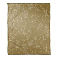 Mustard Yellow Fall Patterned Coral Fleece Blanket