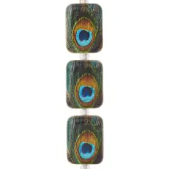 Reconstituted Stone Peacock Feather Rectangle Beads, 20mm by Bead Landing&trade;