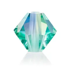 John Bead PRECIOSA 6mm Czech Crystal Bicone Beads, 36ct. Caribbean Sea AB