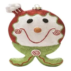 9" Glittered Red & Green Shatterproof Gingerbread Boy Christmas Ornament