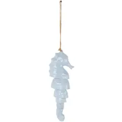 24" Blue Ceramic Sea Horse Windchime with Brown Rope