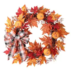 Haute Decor 26" Pre-lit Halloween Plaid Wreath