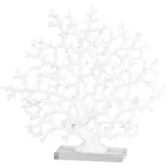 16.75" White Coral Sculpture D&eacute;cor with Clear Base