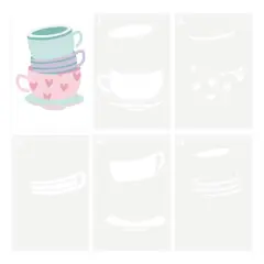 Stacked Tea Cups Layering Stencils by Recollections&trade;