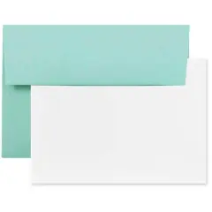 JAM Paper A6 Blank Greeting Cards & Envelopes, 25ct. Aqua