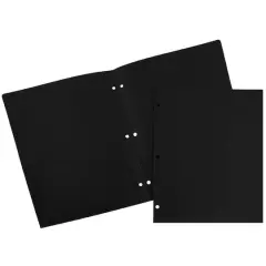 JAM Paper 3-Hole Heavy Duty Plastic Pocket Folder, 6ct. Black