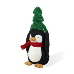 Glitzhome&reg; 21.25" Christmas Fabric Penguin with Top Tree D&eacute;cor