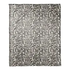 Black Maze Lines 50" x 60" Coral Fleece Blanket