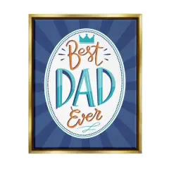 Stupell Industries Best Dad Ever Striped Phrase Floater Framed Art Gold