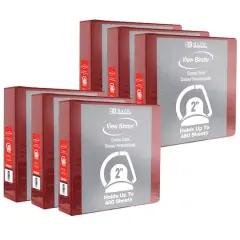 BAZIC&reg; 2" Slant D Ring View Binder with 2 Pockets, 6ct. Burgundy