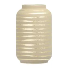 Hello Honey&reg; 9" Gold Striped Stoneware Vase