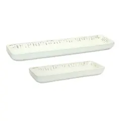 White-Washed Mango Wood Tray Set