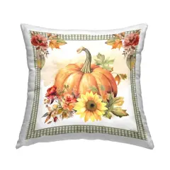Stupell Industries Gingham Bordered Pumpkin Decorative Printed Throw Pillow