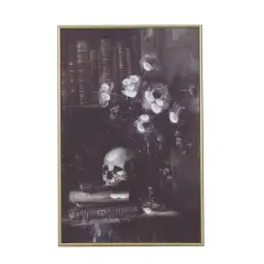 Books with Skull & Flowers Still Life Wall D&eacute;cor in Gold Frame by Ashland&reg;