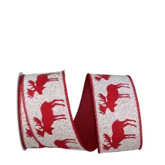 Reliant 2.5" x 10yd. Moose Snowdrift Wired Ribbon, 10yd.