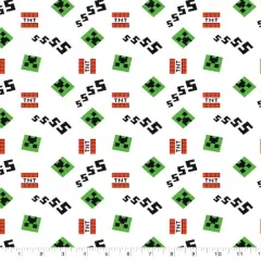 Mojang Minecraft Creeper & Icons Cotton Fabric