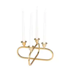 Gold Stainless Steel Overlapping Oval Geometric Candelabra