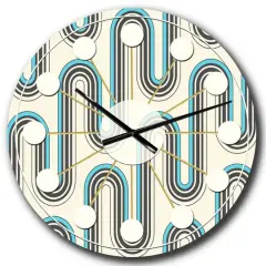Designart 'Retro Geometrical Abstract Minimal Pattern Iv Mid-Century Modern Wall Clock