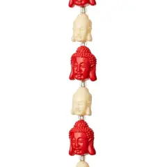 Red & White Reconstituted Stone Siddhartha Beads, 15mm by Bead Landing&trade;