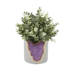 Flora Bunda&reg; 11" Eucalyptus in Purple Amethyst Crystal Planter