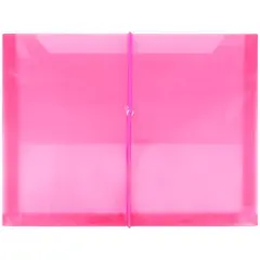 JAM Paper 9.75" x 13" Plastic Elastic Band Closure Expansion Envelopes, 12ct. Pink