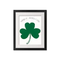 Happy Patricks Day Clover 16" x 20" Black Framed Print Under Plexiglass