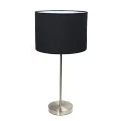 Simple Designs 23" Brushed Nickel Stick Lamp with Black Fabric Shade