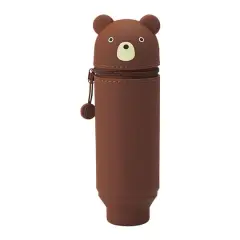 PuniLabo 9" Stand Up Silicone Animal Pen Case Brown Bear
