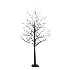 6ft. Orange & Purple LED Pre-Lit Halloween Deluxe Black Twig Artificial Fall Tree