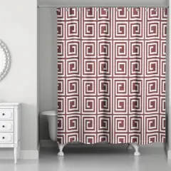 Square Maze Shower Curtain Maroon