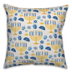 Hanukkah Pattern 18x18 Spun Poly Pillow